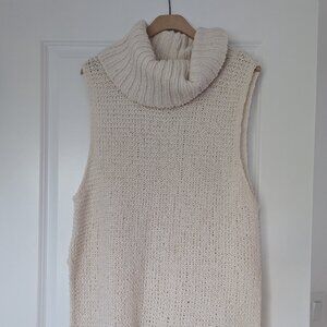 Free People Ivory/Cream Cowl Neck Sleeveless Oversized Sweater - Size Small